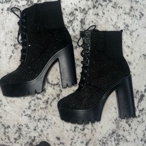 Fashion nova Pazzle booties black sequin size 8.5